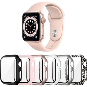 6 Pack Case for Apple Watch SE (2023 New) SE (2nd Gen)/6/SE/5/4 40mm with Tempered Glass Screen Protector, Hard PC Ultra-Thin Scratch Resistant Protective Cover for iWatch 40mm Accessories