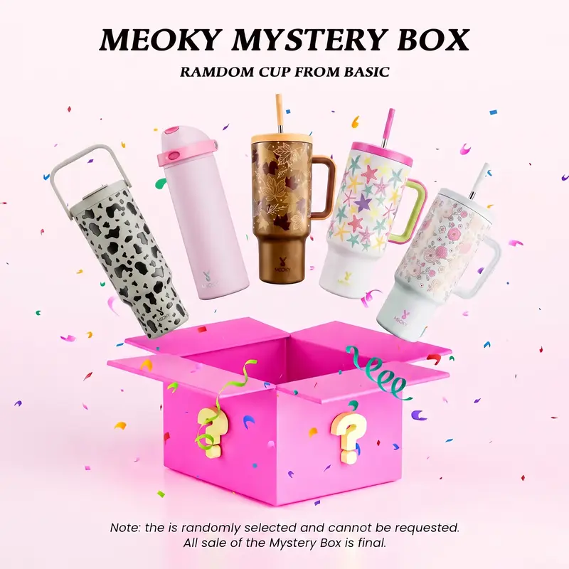 【Meoky Mystery Box】Portable Food-Grade Stainless Steel Tumbler Water Bottle Flask - Leak-Proof Lid - BPA-Free - Worry-Free for Travel/Workout - Cool Gifts for Adults (1 Mystery Box, 1 Cup) #black friday #friendsgiving#gift ideas