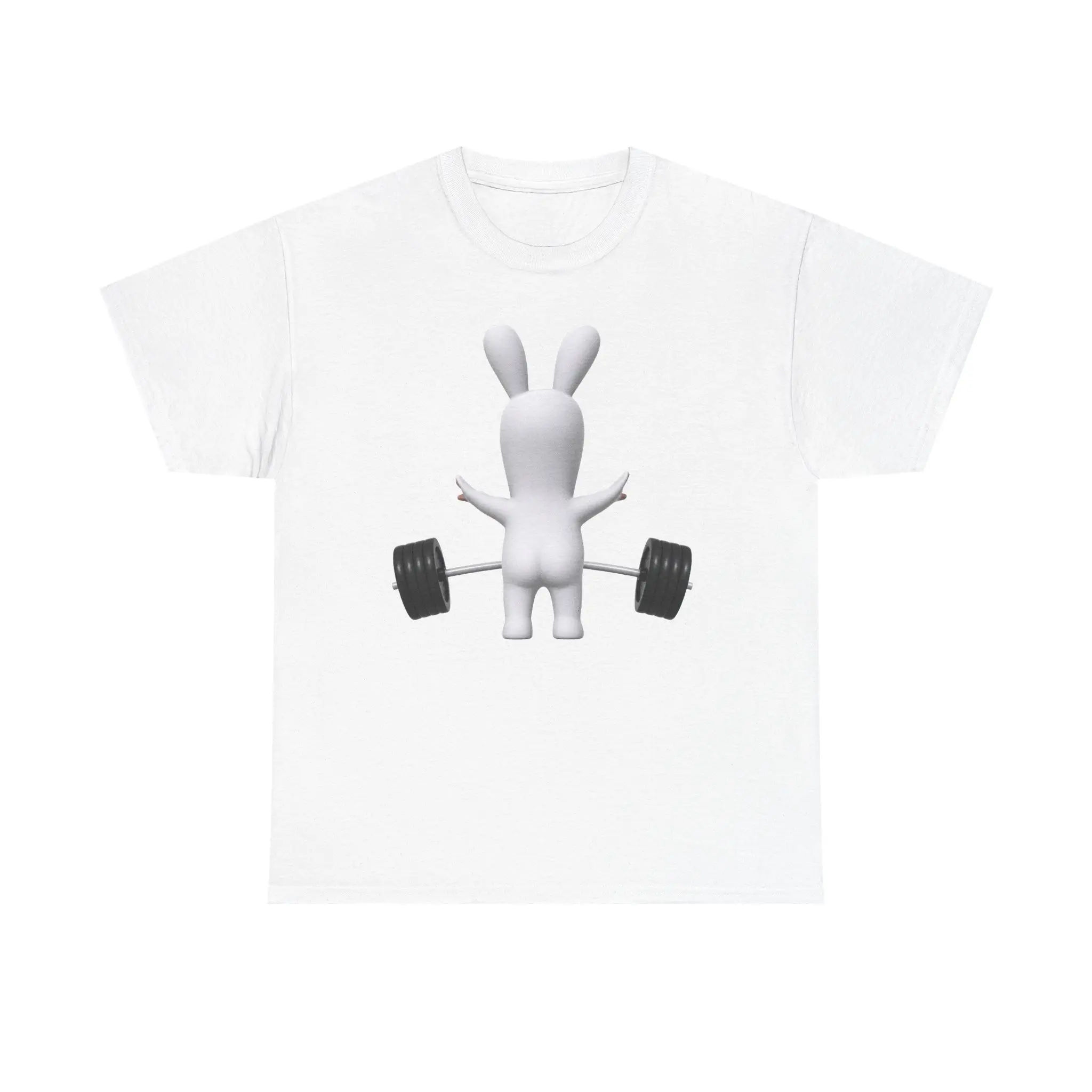 No Hands Barbell Bunny Shirt, 100% Cotton, Funny Gym Shirt, Rabbit Shirt, Workout Shirt, Weightlifting Tee, Unisex Graphic Tee