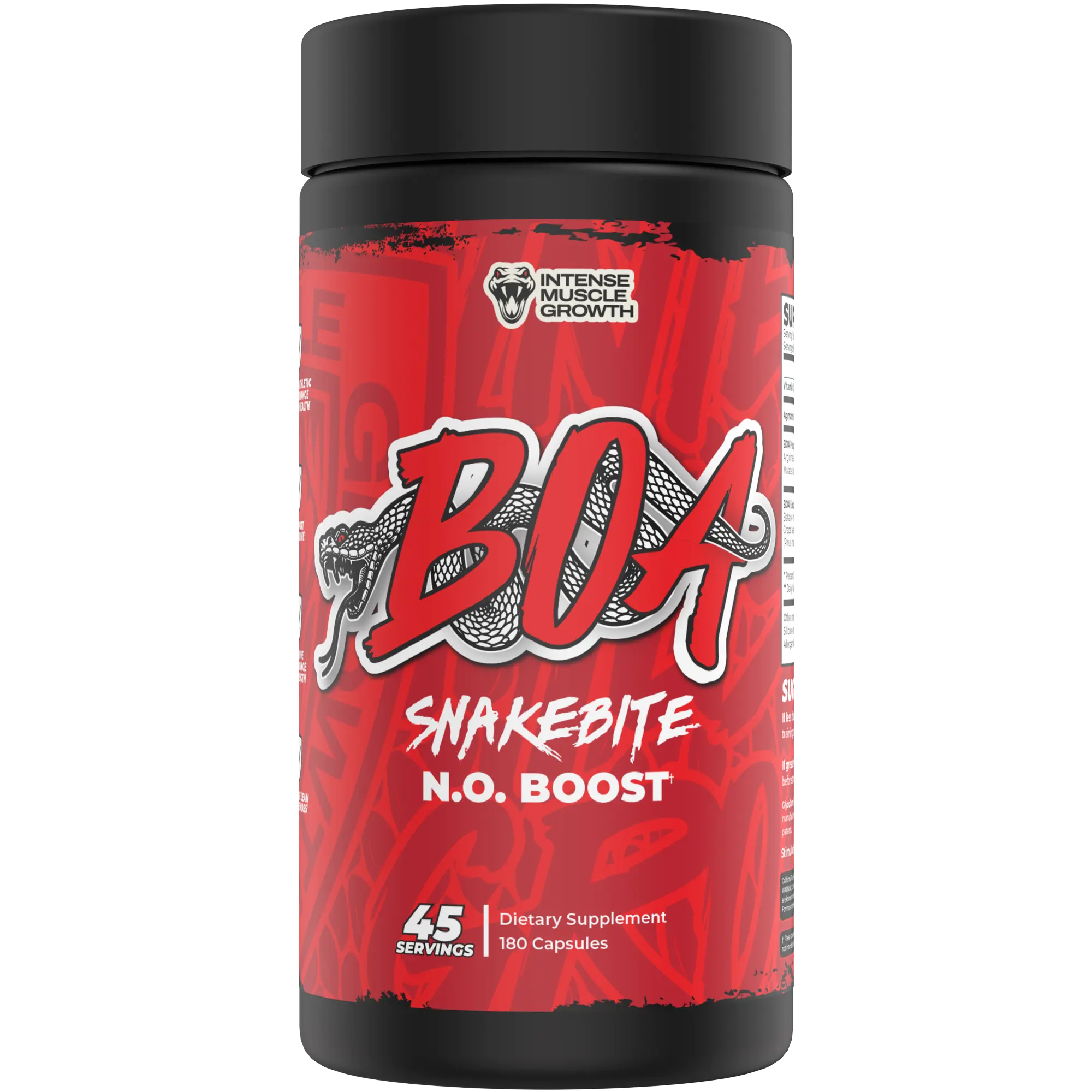 BOA Snakebite N.O. Boost Capsules | Pre Workout Supplement | Nitric Oxide Support | Performance & Endurance | 180 Capsules 45 Servings