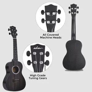 ADM Concert Mahogany Ukulele Package, 23 inch, Matte Black