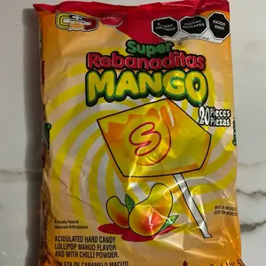Super Rebanaditas mango Flavor Hard Candy Lollipops 1 lb 1.6 oz Artificially Flavored and Colored