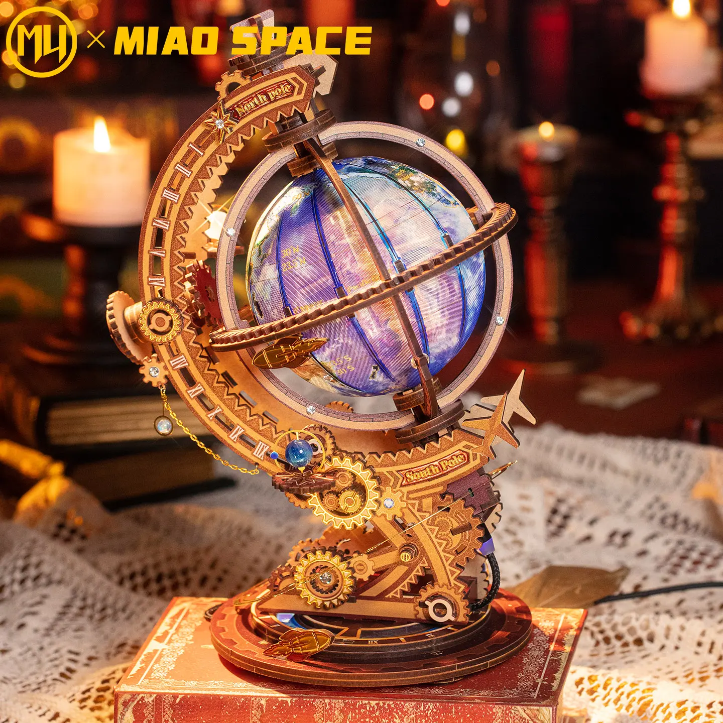 MU Huanwu Mystery Globe 3D Metal & Wood Puzzle - Handmade DIY Educational Mind Game, Desktop Office Decoration, Stress Relief Gift for Girlfriend (Birthday, Christmas) Multicolor Collector's Item