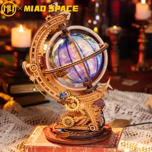 MU Huanwu Mystery Globe 3D Three-Dimensional Metal and Wood Puzzle Handmade DIY Educational Mind Game Desktop Office Decoration Stress Relief Gift for Girlfriend Birthday Christmas Halloween Multicolor Collector's Item