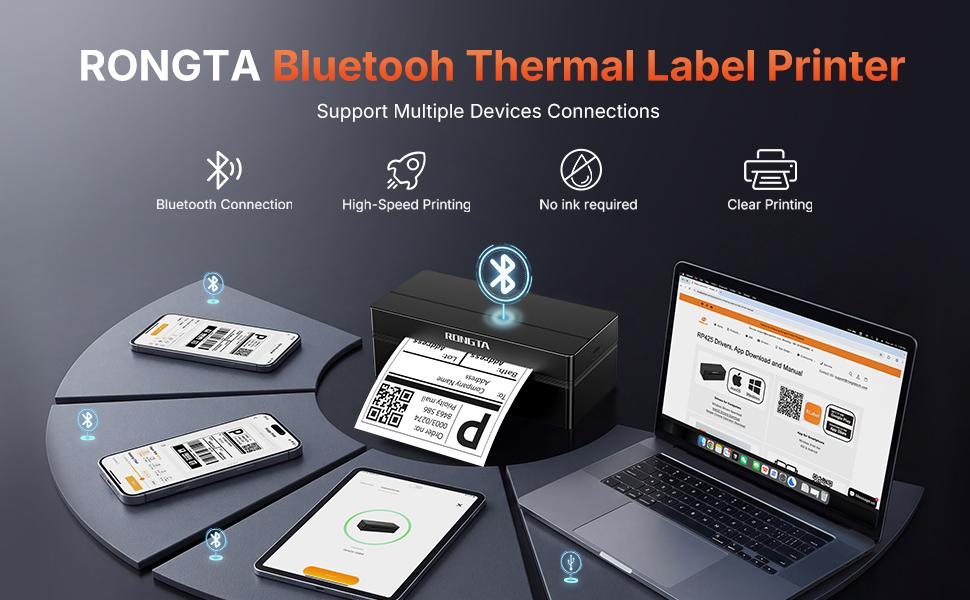 RONGTA Portable Handheld Thermal Label Printer, 4"x6" Shipping Label Included for Shipping Needs, Shipping Label Printer