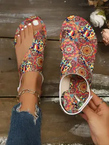 Women's Fashion New Bohemian Boho Style Sandal Comfort Sandals, Casual Beach Vacation Flat Shoes, Outdoor Wear, Stylish Summer Footwear