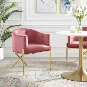 Modway Savour Tufted Performance Velvet Accent Dining Armchair in Dusty Rose