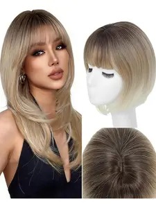 Hair Toppers for Women Synthetic Hair Toppers with Thinning Hairpieces for Women with Bangs 10 Inch Human Hair Topper for Cover Synthetic Soft Hair