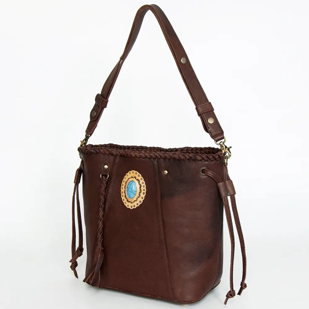 American Darling Bucket Full Grain Genuine Leather Western Women Bag Handbag Purse | Travel Bags College Casual
