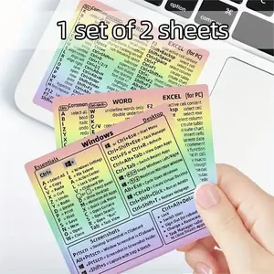 Windows & Word Shortcut Key Stickers Set, Colorful Decorative Laptop Keyboard Reference Tips, Essential Computer Shortcuts Guide Accessories