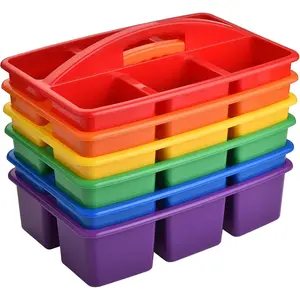 Plastic Classroom  with 6 Compartments, 6-Pack Teacher  Storage  Organizer for Classroom , Office, Table, Desk, Craft Art, Pencil, Crayon, Marker -  Colors