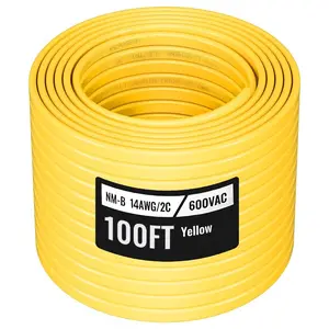 VEVOR NM-B Wire, 6AWG/3C Non-Mettalic Residential Indoor Electrical Wire with Ground, PVC Sheathed High-Purity Copper Core Cable, for Outlets, Switches, Other Loads Lighting Wiring Projects(50 ft)VEVOR Super Brand Day