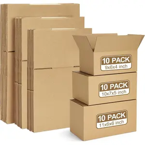 30 Pack Small Shipping Boxes Assorted Sizes, 9x6x4 & 10x7x5 & 11x6x6 10 count Each Mailing Boxes, Brown Corrugated Box Mailers, Cardboard Boxes for Packaging Small Business