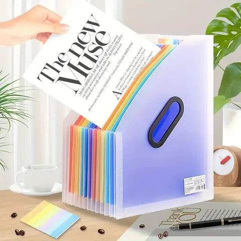 A4 Large Capacity Transparent Expandable File Folder, 13 Layers Student Storage Bag, Suitable for Office, Home, School, Document Storage Bag, Important Document Organizer, Files Organizer, Documents Organizer