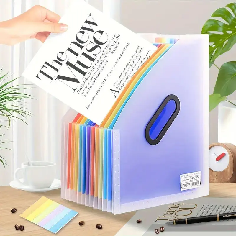 A4 Large Capacity Transparent Expandable File Folder, 13 Layers Student Storage Bag, Suitable for Office, Home, School, Document Storage Bag, Important Document Organizer, Files Organizer, Documents Organizer