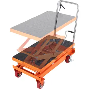 【fathersdaygift】VEVOR Hydraulic Lift Table Cart, 770lbs Capacity 59" Lifting Height, Manual Double Scissor Lift Table with 4 Wheels and Non-slip Pad, Hydraulic Scissor Cart for Material Handling and Transportation