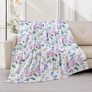 Hydrangea  Throw Blanket Colorful Wildflower Bed Blanket Floral  Print Fleece Flannel Blanket Soft Cozy Fuzzy Throw Blanket for Women Couch 50"x60"