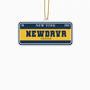Personalized Newdrvr Acrylic Ornament, New Driver License Christmas Ornament Keepsake for Teens