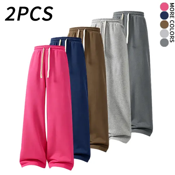 2PCS Men’s two piece set: solid color drawstring wide sweatpants; casual athletic sweatpants suitable for autumn/winter; sports casual bottoms (options available for double pockets and single pocket). Men's flash sale.