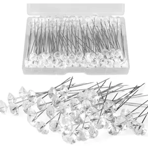 100pcs 2.1 Inch Diamond Pins for Bouquets, Straight Floral Pins for Corsage Boutonniere Sewing Crafts, Flower Bouquet Accessories Floral Supplies