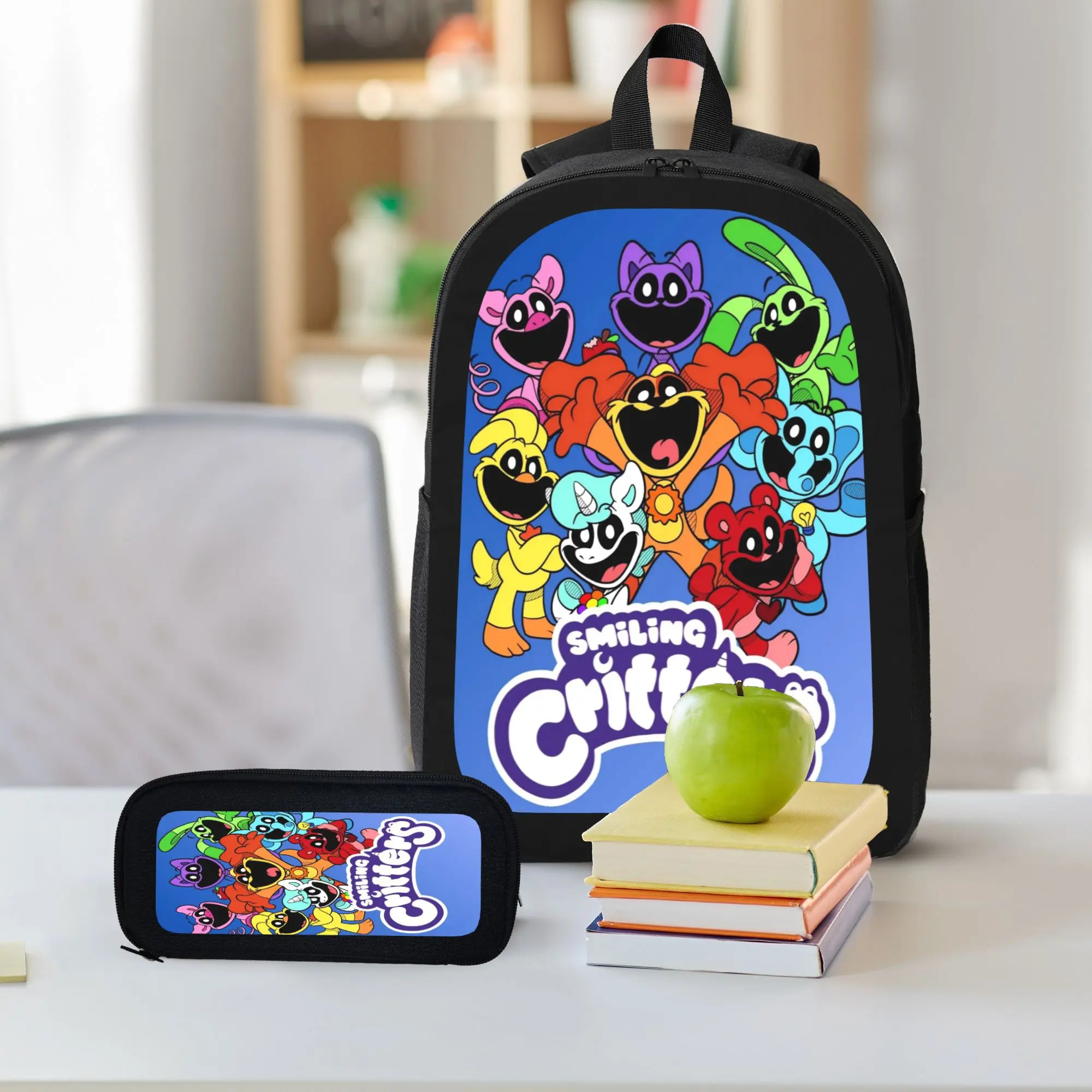 Smiling Critters Backpack With Lunch Box Pencil Case 3 In 1 For