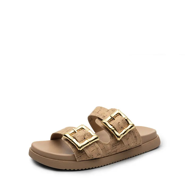 Dream Pairs Women's Stylish Flatform Slide Sandals - Vegan Leather Footwear with Bamboo Buckles, Anatomic Footbed, and Rubber Outsole, Synthetic, Casual, Bamboo Shape Buckles, Elegant