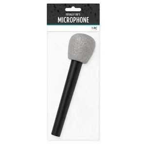 Glitter Microphone Costume Prop - Black/Silver