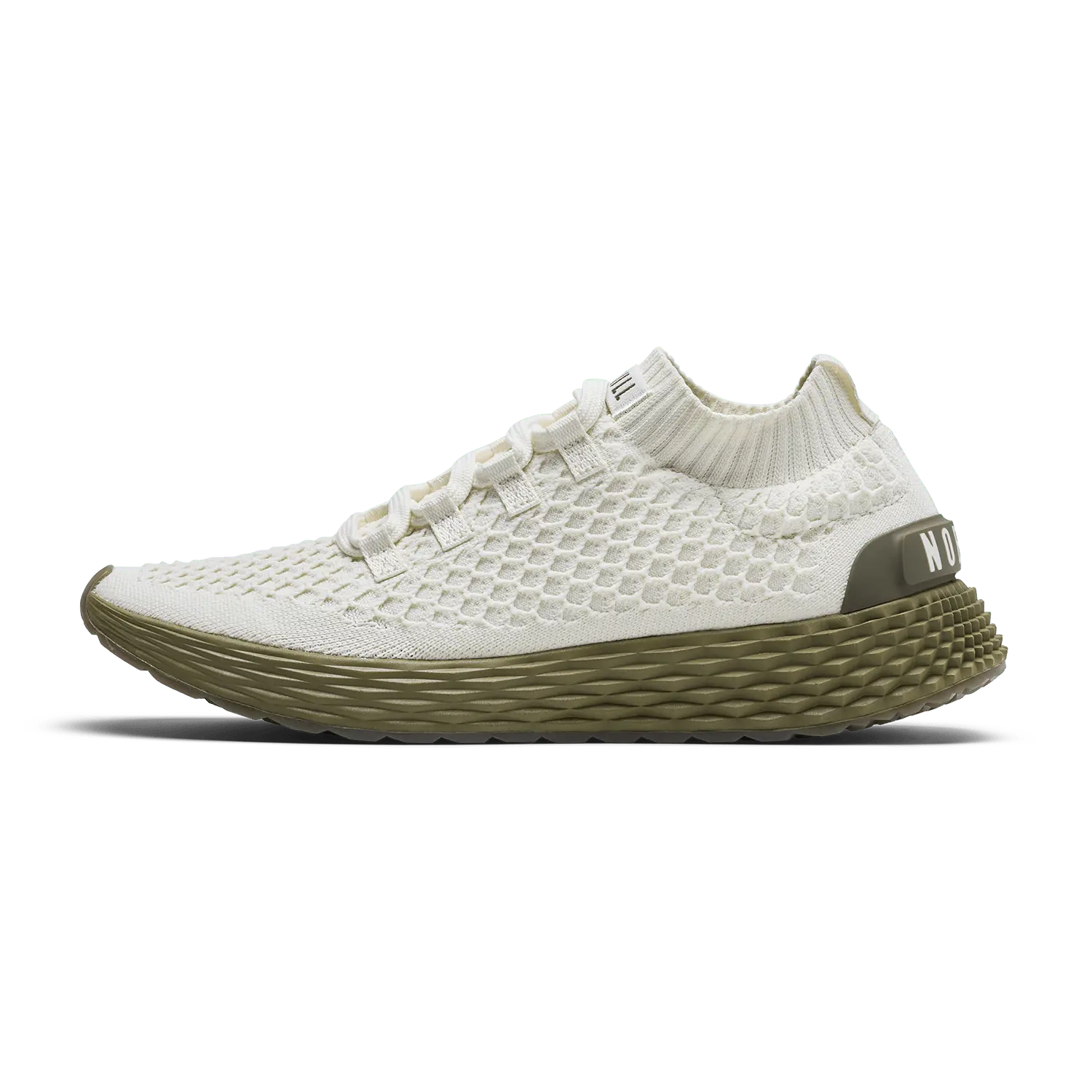 NOBULL Men's Allday Knit Shoe in Mineral White Olive - Everyday Walking Sneaker, Comfortable Slip-On Shoe, Casual Trainer