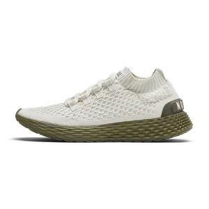 NOBULL Women's Allday Knit Shoe in Mineral White Olive - Everyday Walking Sneaker, Comfortable Slip-On Shoe, Casual Trainer
