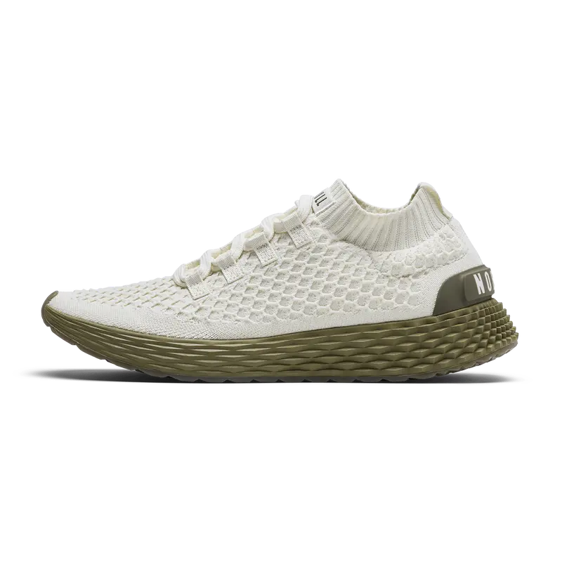 NOBULL Women's Allday Knit Shoe in Mineral White Olive - Everyday Walking Sneaker, Comfortable Slip-On Shoe, Casual Trainer