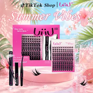 UiiUKK  Bambi Lash CLusters Kit,  Manga Lash Extension with Waterproof Long-lasting Lash Bond and Seal,Tweezers and Remover for DIY Eyelash at Home Easily, Natural Makeup Girl Gifts