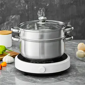 Heat Resistant Stainless Steel Steamer Pot & Soup Pot Set, Cooking, Durable Dual Layer Design for Induction Cooktops & Gas Stoves, Kitchen Essential
