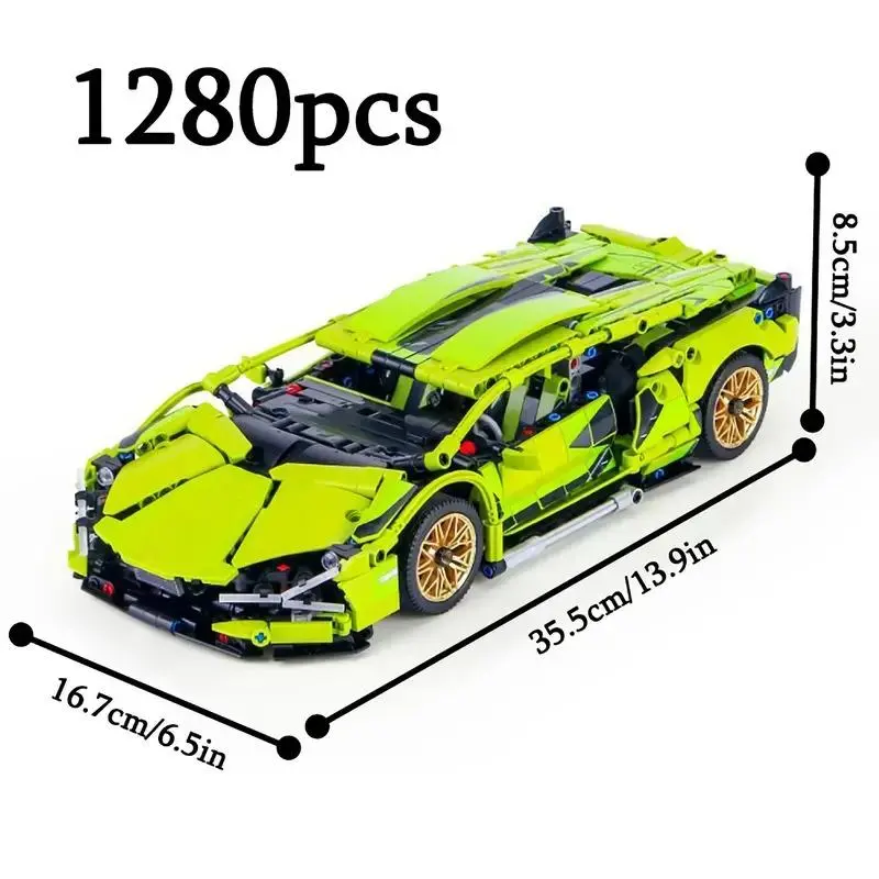 1690-Piece Cyberpunk Style Racing Car Building Kit, Multi-Color ABS Plastic Kit Parts, Unisex Gift Ideas for 12 Years Above, Perfect for Desk Decoration