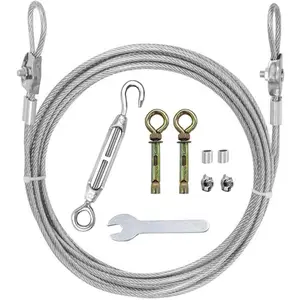 32Ft Heavy Clotheslines,Outdoors 304 Stainless Steel Clothes Line,Heavy Duty  Wire Rope with Retractable System,Windproof Clothes Rope for Outdoor/Indoor/Home/Drying/Curtain Hanging