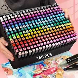 Alcohol Based Marker Set 262 168 120 PCS High Saturation Fast Drying Waterproof for Drawing Anime Nature Industrial Design Fashion Illustration Perfect Gift for Halloween Christmas New Year Colorless Blender Pen