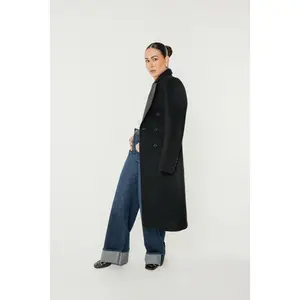 The Eleanor Longline Coat in Black Wool