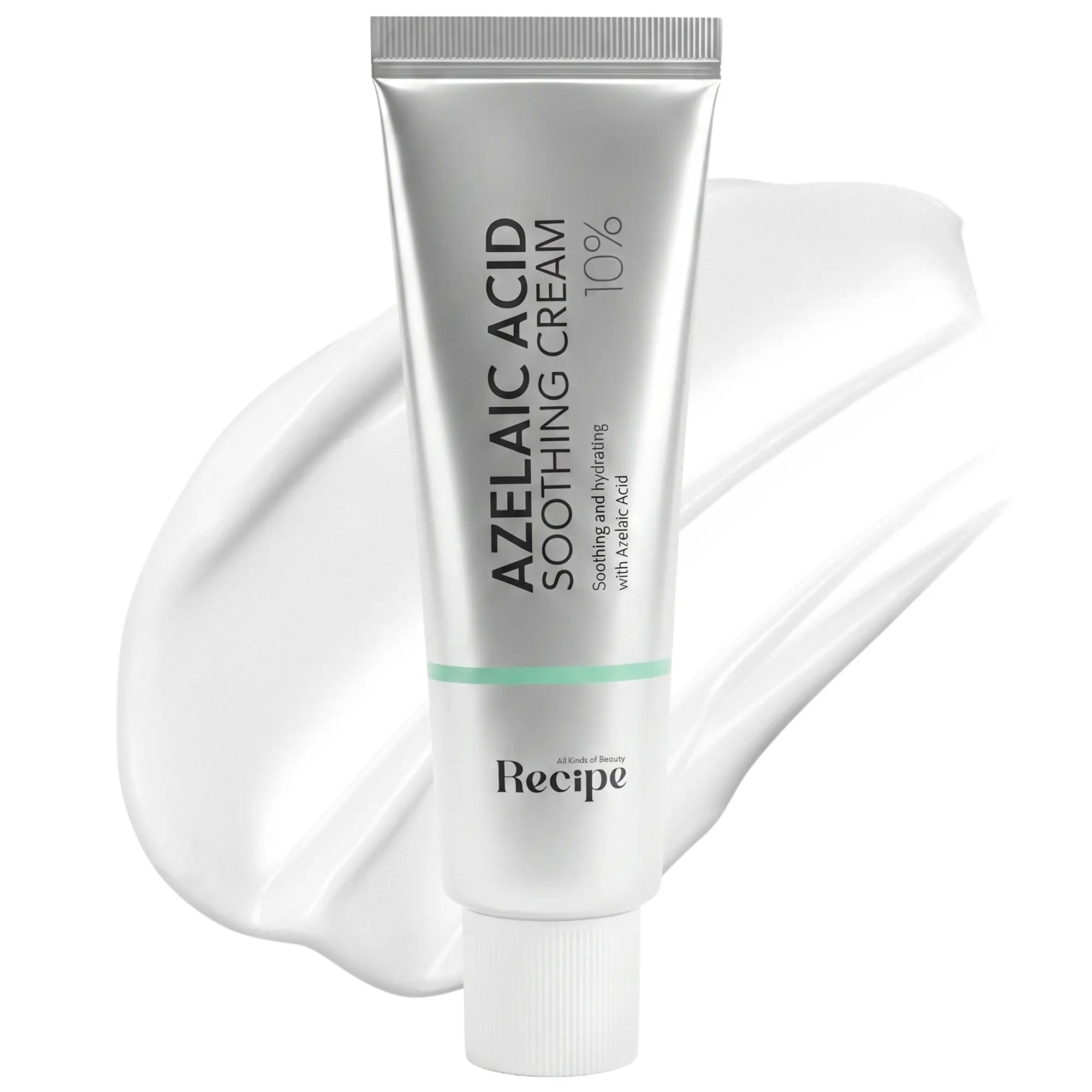 RE:CIPE Azelaic Acid 10% Soothing Cream - Official Product Hydrating & Clarifying Face Moisturizer with for Dry, Uneven Texture - Lightweight, Highly Absorbent Facial Cream for All Skin Types - Korean Skin Care 1.69 fl oz