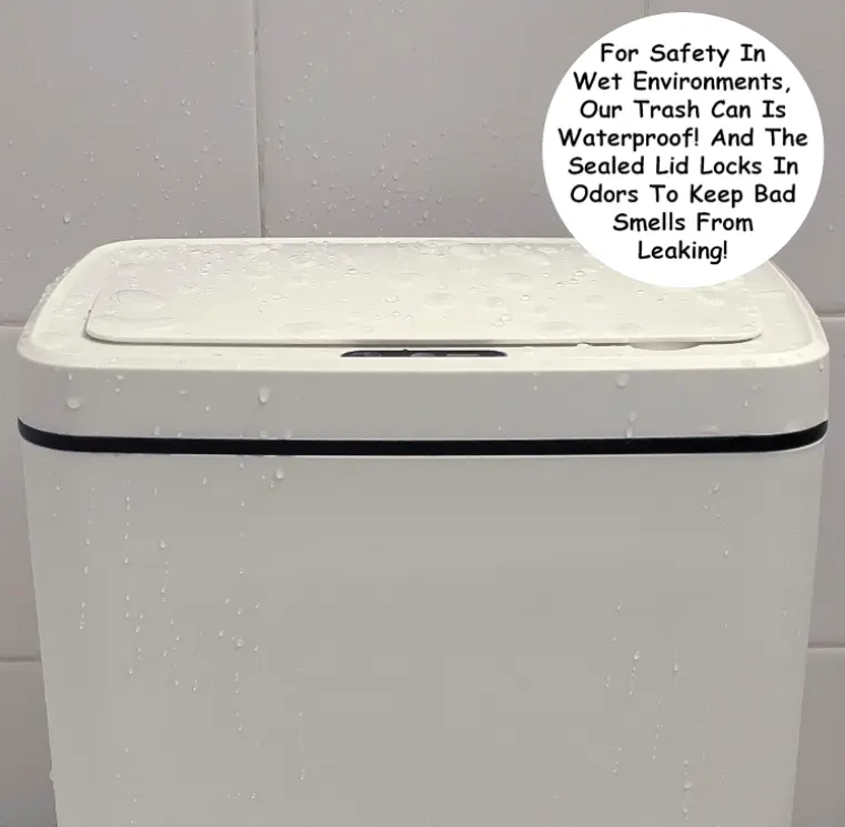 Automatic, Smart Trash Can 3.2 Gallon with Touchless Motion Sensor and Anti - Bag Slip Lid, Use as Mini Garbage Basket, Slim Dust Bin, or Decor in Bathroom, Restroom, Kitchen (White)