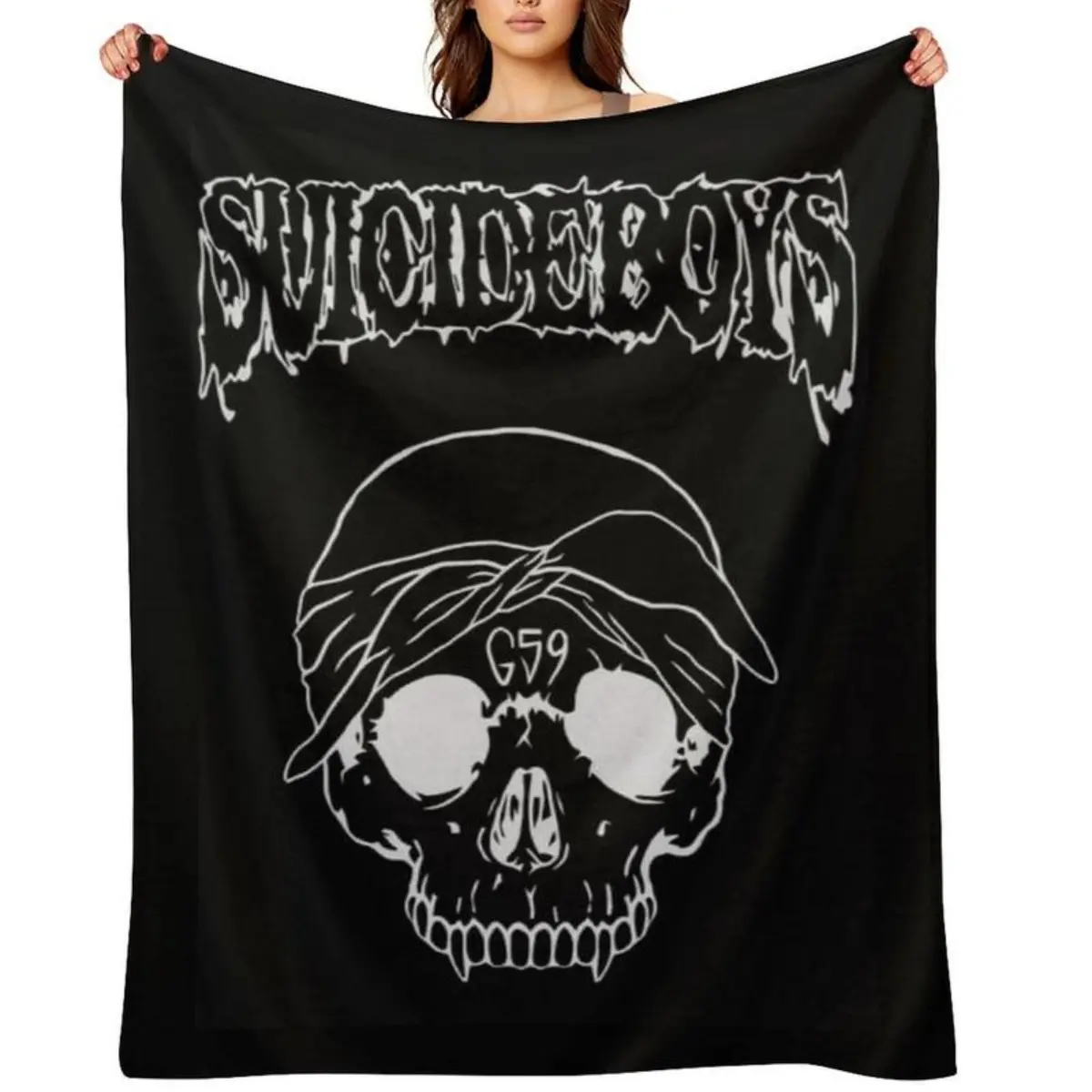 uicideboy  Horror Skull Fleece Blanket | Lightweight Warm Soft Plush Flannel | Perfect Gift for Rap & Emo Fans | Couch Sofa Bed Decor