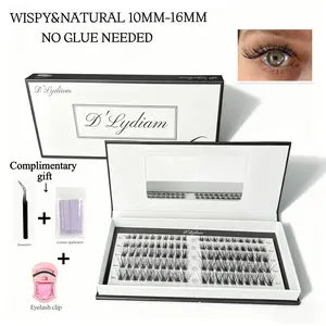 [CARTOON] (10-16mm) DIY False Eyelash Kit - Glue-Free Adhesive-Free Lashes, Beginner-Friendly Set! 100-Piece Pack Includes Tweezers, Cleaning Swabs, and Eyelash Curler in Individual Packaging. Cosmetics & Makeup