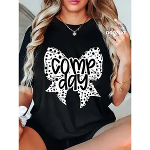 100% Cotton Comp Day Dalmation Coquette Bow Competition Day Cheerleading T-Shirt