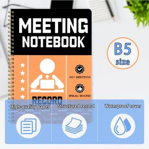 Professional B5 Meeting Notebook with Index and Double-Sided Printing, 100g Thick Paper for Project Planning, Ideal Team Choice with Spiral Binding