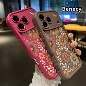 Floral Pattern TPU Phone Case for iPhone 17 Pro Max 17 Air Shockproof Full Camera Protection Durable Slim Silicone Cover Smartphone Casing