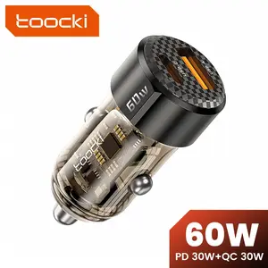 Toocki 60W Car Charger PPS Fast Charging QC3.0 PD 3.0 Type C Charger Super Charge Portable USB Charger For iPhone 17/16/15 Samsung S24
