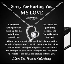 I'm Sorry Gifts For Her, Apology Gifts For Her, I Love You Im Sorry For Hurting You, Apologize Gift For Wife, Girlfriend, Soulmate Heart Shaped Necklace Wife Necklace
