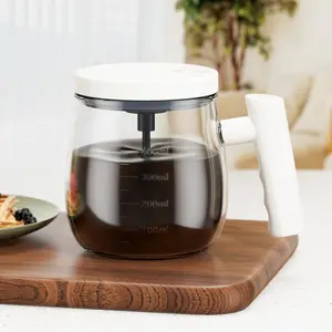 Electric Glass Self Mixing Coffee Mug 400ml USB Rechargeable Glass Material Travel Mug for Coffee Milk Cocoa Tea Spill Proof Easy Clean Perfect Christmas Gift for Friends Family Office Workers and Coffee Lovers Essential for Christmas parties