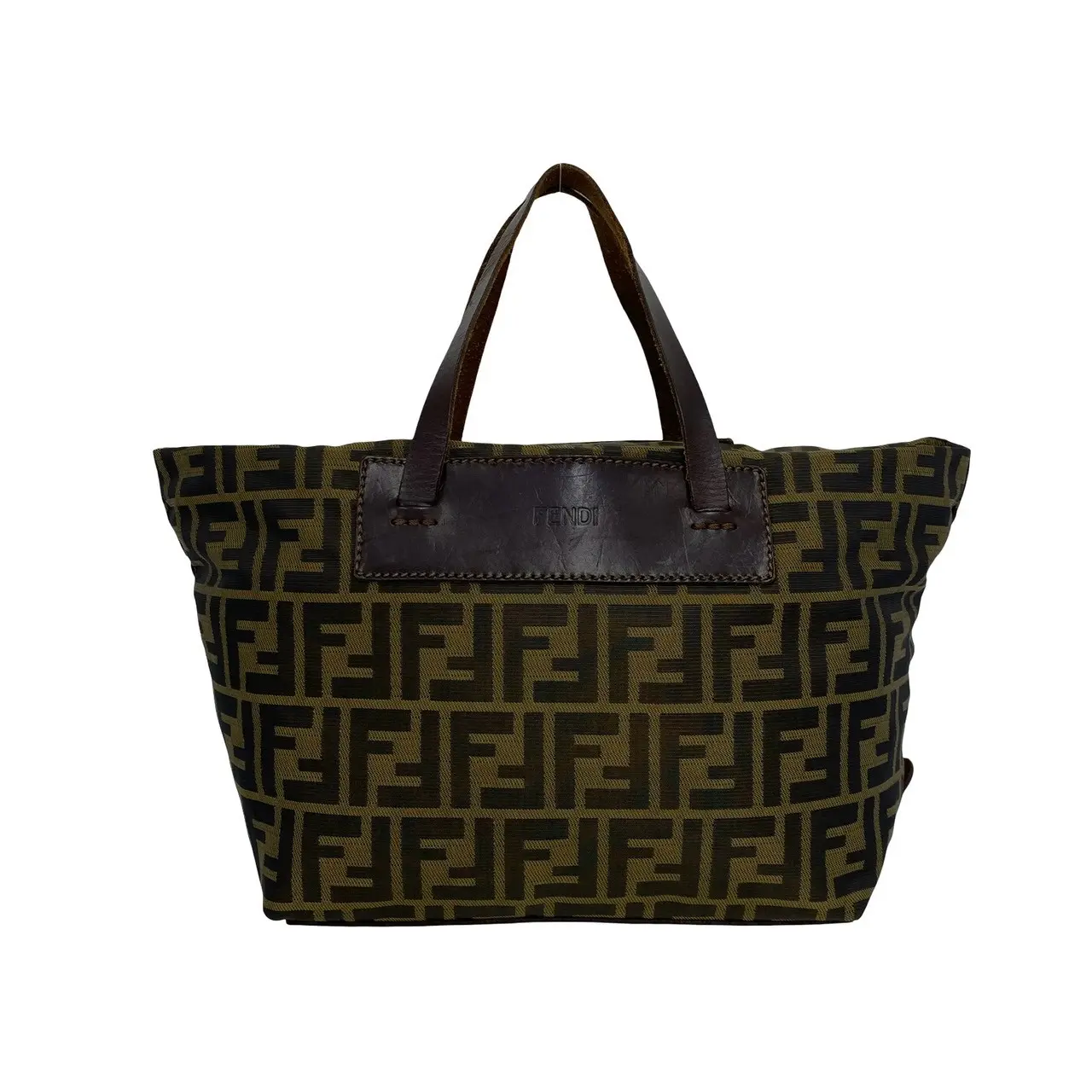 Pre-owned FENDI Nylon Shoulder Bags Zucca Leather Handbag