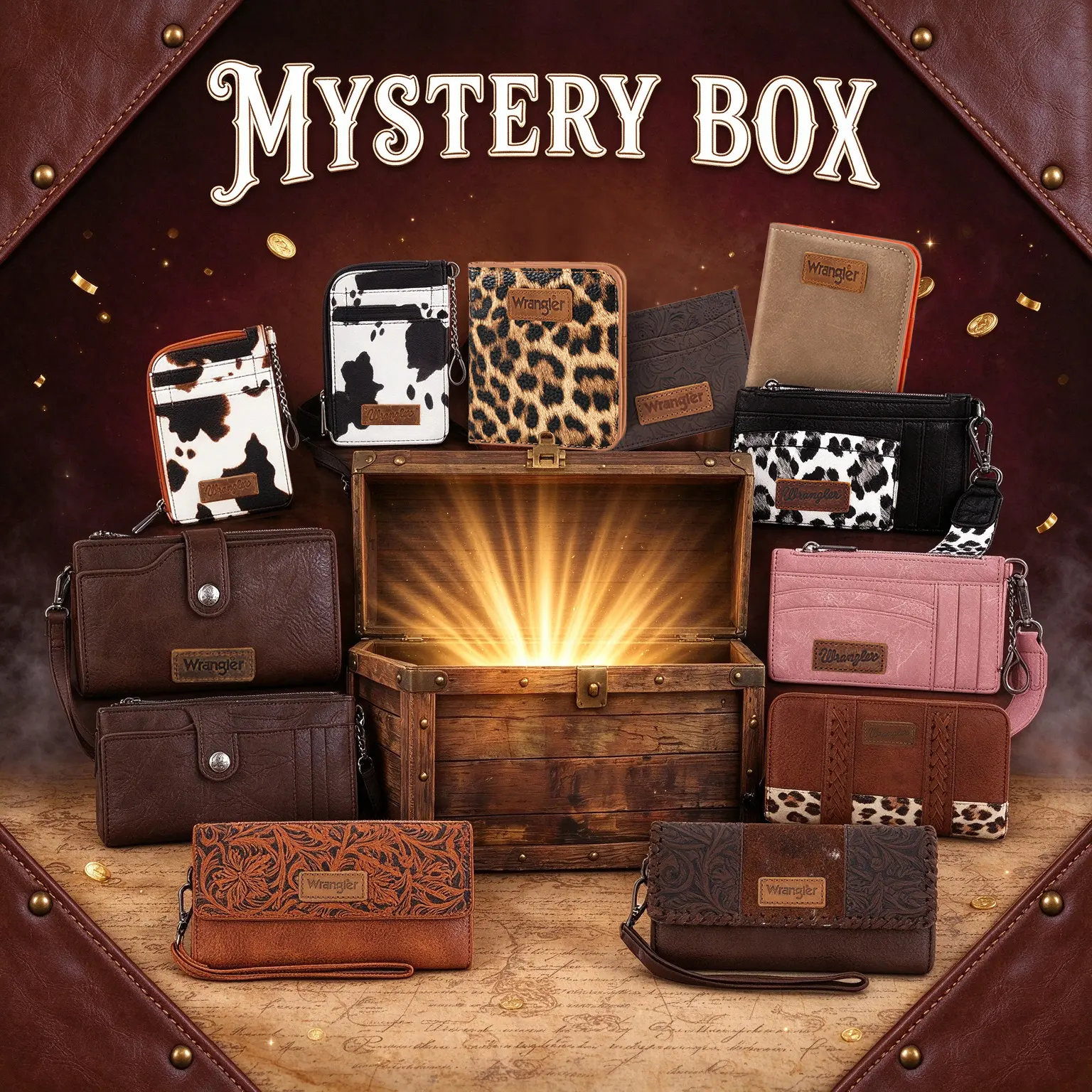 Wrangler Mystery Box Wristlet Keychain Wallet for Women