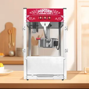 Aobtkel®Commercial Popcorn MAKER Machine, 16 Oz Kettle, 1450 W Countertop Popcorn Maker for 80 Cups per Batch, Theater Style Popper with 3-Switch Control Steel Frame Tempered Glass Doors, Red