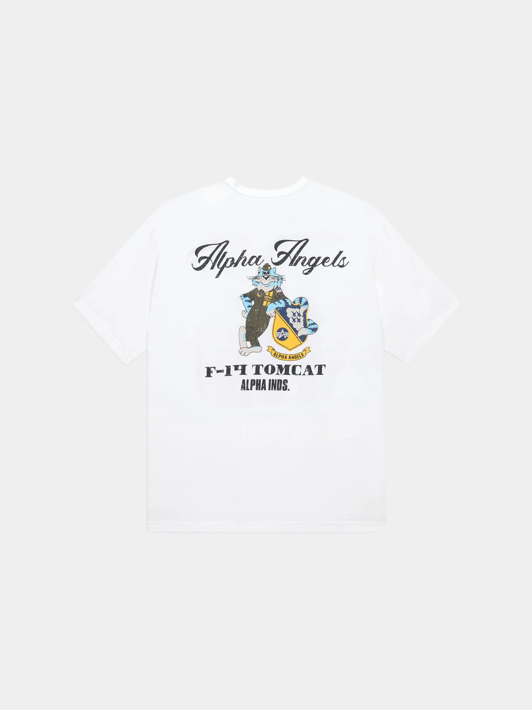 RELAXED ALPHA ANGELS TEE (WHITE, REPLICA BLUE)